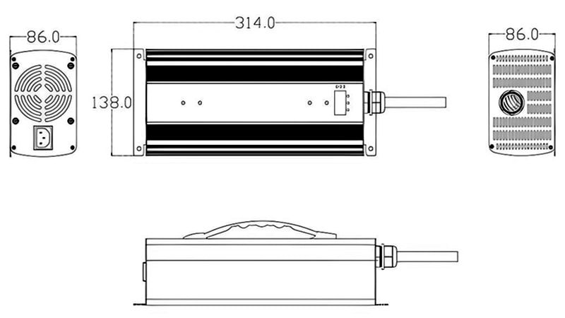 31414090 Structure completamente automático Cargador de 44,1 V, 5 A, 250 W para batería de plomo-ácido de 36 V SLA/AGM/VRLA/Gel