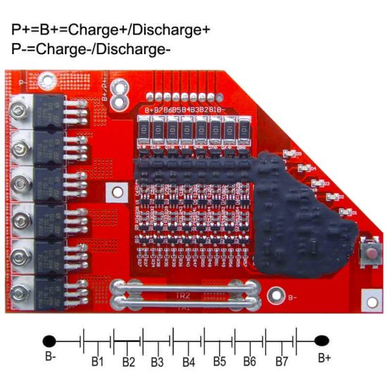 8S 15A PCM BMS para 28.8V 29.6V Li-ion / Litio / Li-Polymer 24V 25.6V Batería de LIFEPO4 con indicador de alimentación LED (PCM-L08S15-466)