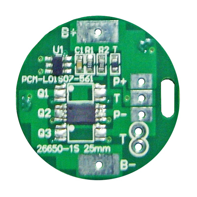 1s 8a BMS redondo para 3.6V 3.7V 26500/26650/26700 Li-ion/Litio/Li-Polymer 3V 3.2V LiFePO4 Tamaño del paquete de baterías Φ25mm (PCM-L01S07-561)