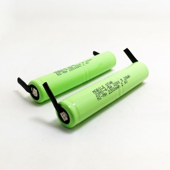 Paquete de baterías recargables de 2.4V 2200mAh 4 / 5A NIMH con orejetas de soldadura