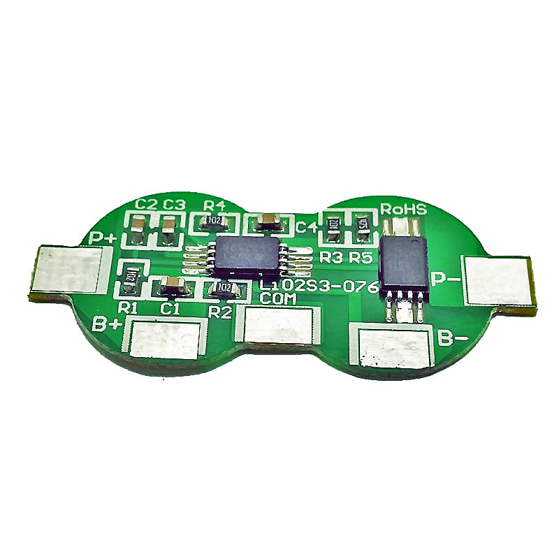 2s 3A BMS para 7.2V 7.4V Li-ion/Litio 6V 6.4V LiFePO4 Paquete de batería Certificación ROHS Tamaño L33*W14.7*T2.5mm (PCM-Li02S3-076)