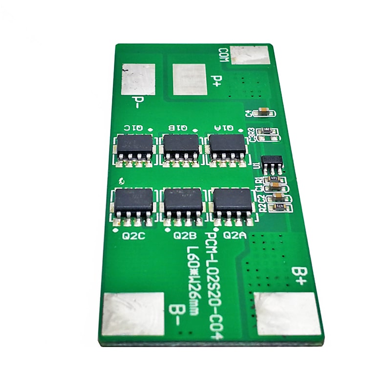 2s4p 2s5p 18A BMS para 7.2V 7.4V Li-ion/Litio/Li-Polymer 6V 6.4V LiFePO4 Tamaño del paquete de baterías L60*W26*T2.5mm (PCM-L02S20-C04)