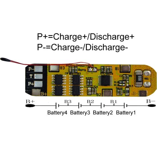 4S 7A PCM BMS para 14.4V 14.8V Li-Ion / Litio / Li-Polymer 12V 12.8V LIFEPO4 Tamaño de la batería L67 * W16.5 * T3MM (PCM-L04S07-C65)