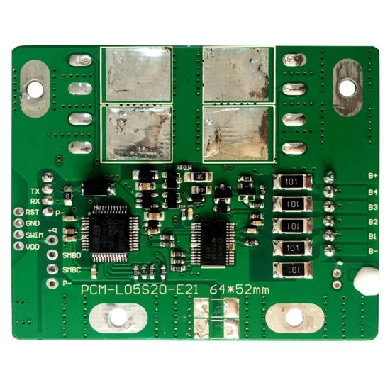 3S-5S 20A PCM BMS para 18V 18.5V Li-Ion / Litio / LI-Polymer 15V 1 LIFEPO4 Battery Pack con SMBUS, RS232, protocolo de comunicación Bluetooth (PCM-L05S20-E21)