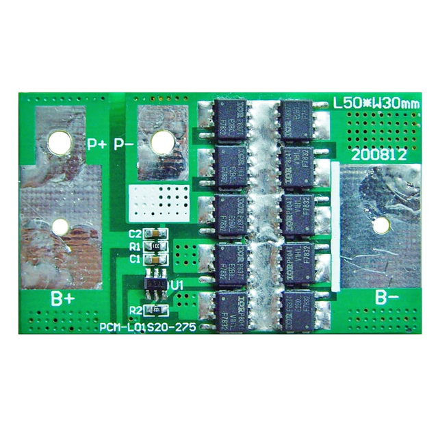 1s 20a BMS para 3.6V 3.7V Li-ion/Litio/Li-Polymer 3V 3.2V LiFePO4 Tamaño del paquete de baterías L50*W30*T4mm (PCM-L01S20-275)