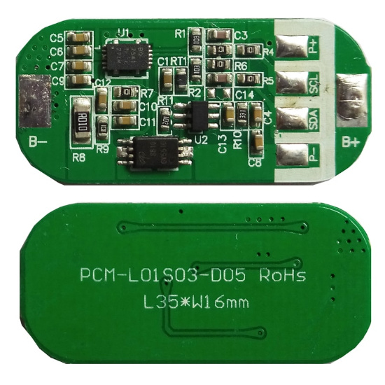 1S 3A PCM BMS para 3.6V 3.7V Li-Ion / Litio / Li-Polymer 3V 3.2V LIFEPO4 Battery Pack con el Tamaño del Protocolo I2C L35 * W16 * T4MM (PCM-L01S03-D05)
