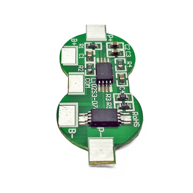 2s 3A BMS para 7.2V 7.4V Li-ion/Litio 6V 6.4V LiFePO4 Paquete de batería Certificación ROHS Tamaño L33*W14.7*T2.5mm (PCM-Li02S3-076)