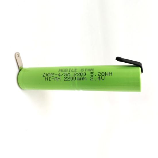 Paquete de baterías recargables de 2.4V 2200mAh 4 / 5A NIMH con orejetas de soldadura