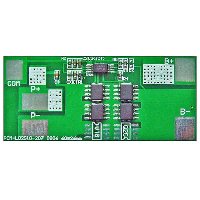 2s 12A BMS para 7.2V 7.4V Li-ion/Litio/Li-Polymer 6V 6.4V LiFePO4 Tamaño del paquete de baterías L60*W26*T4mm (PCM-L02S10-207)