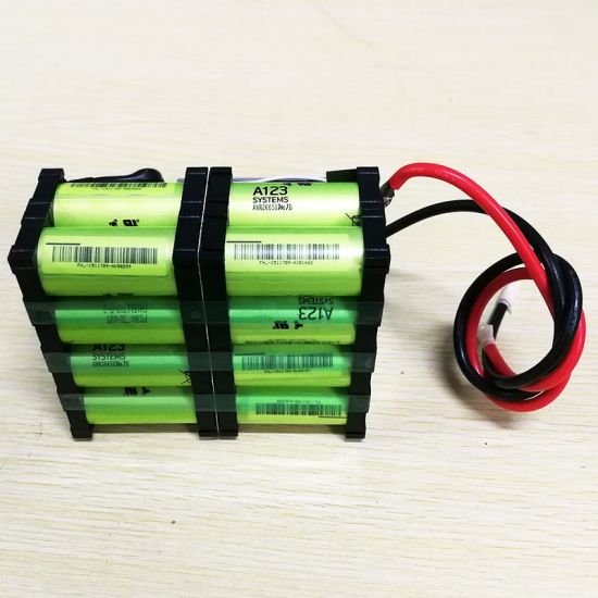 8S2P 24V 25.6V A123 ANR26650 5000mAh Batería de alimentación de LIFEPO4 recargable con BMS y Conector