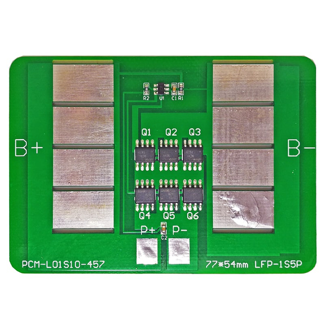 1s5p 10a BMS para 3.6V 3.7V Li-ion/Litio/Li-Polymer 3V 3.2V LiFePO4 Tamaño del paquete de baterías L77*W54*T2.5mm (PCM-L01S10-457)